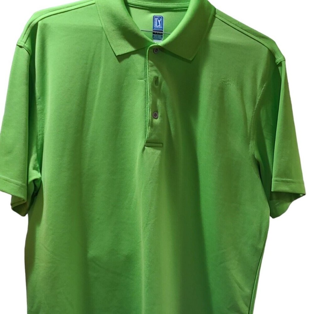 PGA AIRFLUX MENS GOLF POLO SHIRT SZ L LIMEGREEN